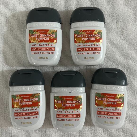 5 PK Bath & Body Works Sweet Cinnamon Pumpkin MOISTURIZING PocketBac Sanitizer - Picture 1 of 1